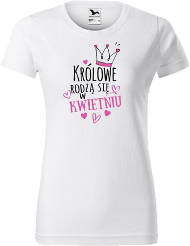 Koszulka damska kolor Biały Królowe rodzą się w Kwietniu AlleKoszulki Prezent na Urodziny.jpg