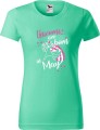 Koszulka damska z nadrukiem Unicorns are born in May kolor Miętowy AlleKoszulki Urodzinowy Jednorożec.jpg