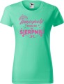 Koszulka damska t-shirt nadruk Księżniczki rodzą się w Sierpniu 02 kolor Miętowy AlleKoszulki AlleUrodziny.jpg