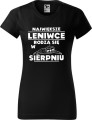 Koszulka damska t-shirt nadruk Największe Leniwce rodzą się w Sierpniu kolor Czarny AlleKoszulki.jpg