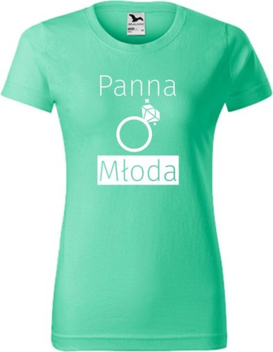 Koszulka damska kolor Miętowy nadruk Panna Młoda 01 AlleKoszulki Wieczór Panieński AlleZabawa.jpg
