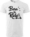 Koszulka na hulajnogę z nadrukiem Born to Ride kolor biały
