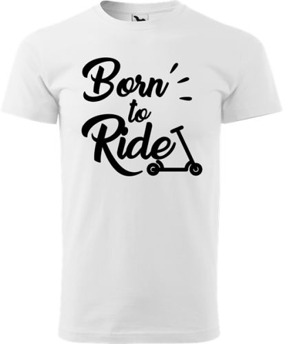 Koszulka na hulajnogę z nadrukiem Born to Ride kolor biały