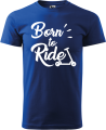 Koszulka na hulajnogę z nadrukiem Born to Ride kolor chabrowy