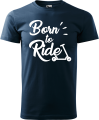 Koszulka na hulajnogę z nadrukiem Born to Ride kolor granatowy
