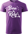 Koszulka na hulajnogę z nadrukiem Born to Ride kolor fioletowy