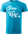 Koszulka na hulajnogę z nadrukiem Born to Ride kolor turkusowy