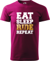 Koszulka na hulajnogę - Eat Sleep Ride Repeat kolor malinowy