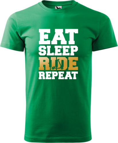 Koszulka na hulajnogę - Eat Sleep Ride Repeat kolor zieleń trawy