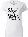 Koszulka damska kolor biały nadruk Born To Ride AlleKoszulki Sport Hulajnoga Prezent.png
