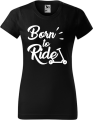 Koszulka damska kolor czarny nadruk Born To Ride AlleKoszulki Sport Hulajnoga Prezent.png