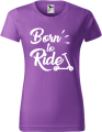 Koszulka damska kolor fioletowy nadruk Born To Ride AlleKoszulki Sport Hulajnoga Prezent.png