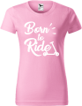 Koszulka damska kolor jasny róż nadruk Born To Ride AlleKoszulki Sport Hulajnoga Prezent.png