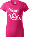 Koszulka damska kolor malinowy nadruk Born To Ride AlleKoszulki Sport Hulajnoga Prezent.png