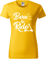 Koszulka damska kolor żółty nadruk Born To Ride AlleKoszulki Sport Hulajnoga Prezent.png