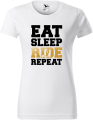 Koszulka damska kolor biały nadruk Eat Sleep Ride Repeat AlleKoszulki Sport Hulajnoga Prezent.png