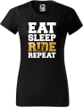 Koszulka damska kolor czarny nadruk Eat Sleep Ride Repeat AlleKoszulki Sport Hulajnoga Prezent.png