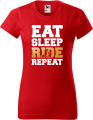 Koszulka damska kolor czerwony nadruk Eat Sleep Ride Repeat AlleKoszulki Sport Hulajnoga Prezent.png
