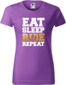 Koszulka damska kolor fioletowy nadruk Eat Sleep Ride Repeat AlleKoszulki Sport Hulajnoga Prezent.png