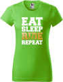 Koszulka damska kolor green apple zielone jabłuszko nadruk Eat Sleep Ride Repeat AlleKoszulki Sport Hulajnoga Prezent.png