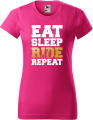 Koszulka damska kolor malinowy nadruk Eat Sleep Ride Repeat AlleKoszulki Sport Hulajnoga Prezent.png