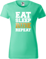 Koszulka damska kolor miętowy nadruk Eat Sleep Ride Repeat AlleKoszulki Sport Hulajnoga Prezent.png