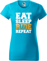 Koszulka damska kolor turkusowy nadruk Eat Sleep Ride Repeat AlleKoszulki Sport Hulajnoga Prezent.png