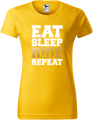 Koszulka damska kolor żółty nadruk Eat Sleep Ride Repeat AlleKoszulki Sport Hulajnoga Prezent.png