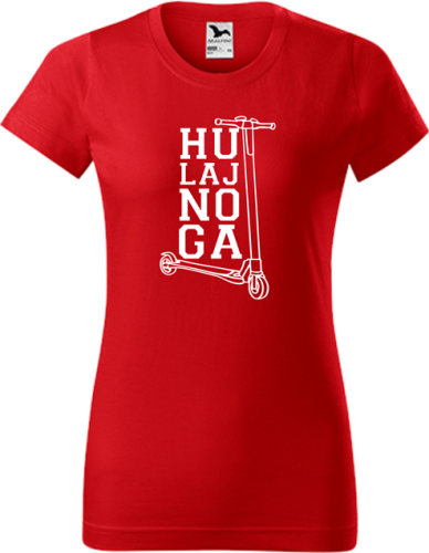 Koszulka damska kolor czerwony nadruk Hulajnoga 01 AlleKoszulki Sport Hulajnoga Prezent.png