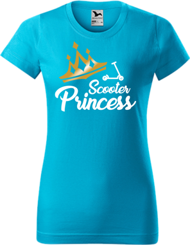 Koszulka damska kolor turkus nadruk Scooter Princess AlleKoszulki Sport Hulajnoga.png