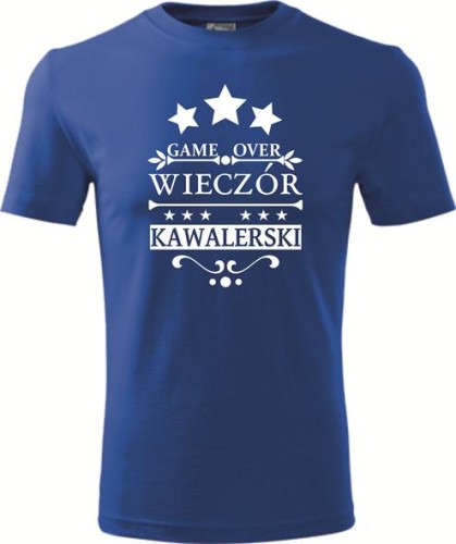 Koszulka męska kolor chabrowy nadruk Game Over 02 AlleKoszulki Wieczór Kawalerski, Pan Młody, Super Impreza.jpg