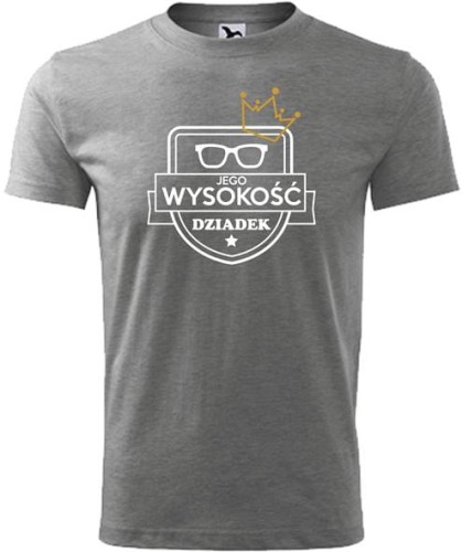 Koszulka dla dziadka z nadrukiem Jego wysokość dziadek kolor szary