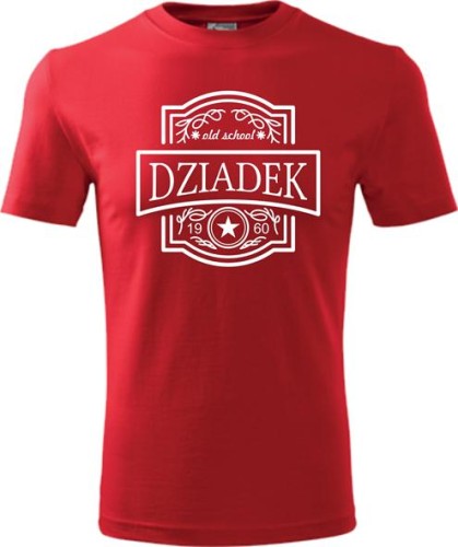 Koszulka dla dziadka z nadrukiem Old School Dziadek kolor czerwony
