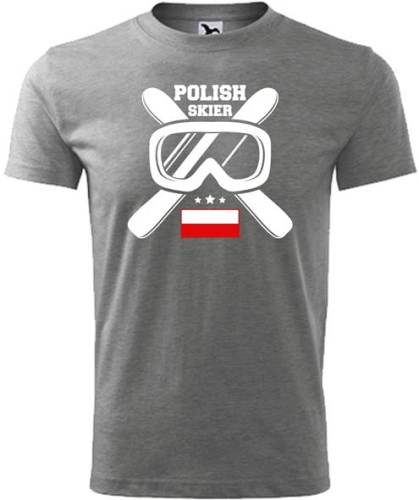 Koszulka męska Polish Skier 01 kolor szary AlleKoszulki Dla Narciarza.jpg