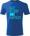 Koszulka męska Eat Sleep Ski Repeat kolor chabrowy AlleKoszulki Dla Narciarza.jpg