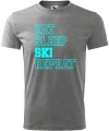 Koszulka męska Eat Sleep Ski Repeat kolor szary AlleKoszulki Dla Narciarza.jpg