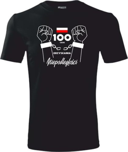 Koszulka Patriotyczna męska Kajdany 100 lat odzyskania niepodległości czarna AlleKoszulki.jpg
