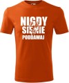 Koszulka patriotyczna męska nadruk Nigdy się nie poddawaj wilk pomarańczowa AlleKoszulki.jpg