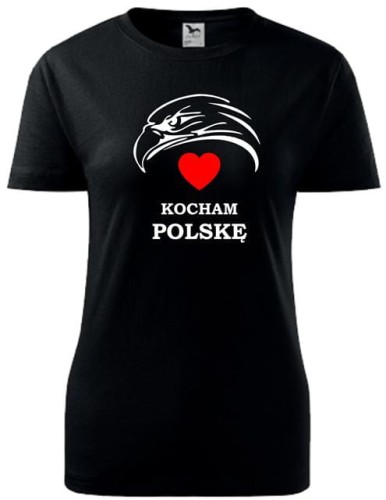 Koszulka damska Kocham Polske kolor czarny AlleKoszulki Koszulka Patriotyczna.jpg