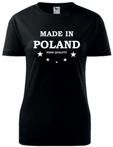 Koszulka damska Made in Poland Poland kolor czarny AlleKoszulki Koszulka Patriotyczna.jpg