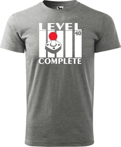 Koszulka 40 urodziny męska Level Complete kolor szary