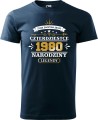 Koszulka na 40 urodziny męska nadruk Życie zaczyna się po 40 narodziny legendy kolor granatowy